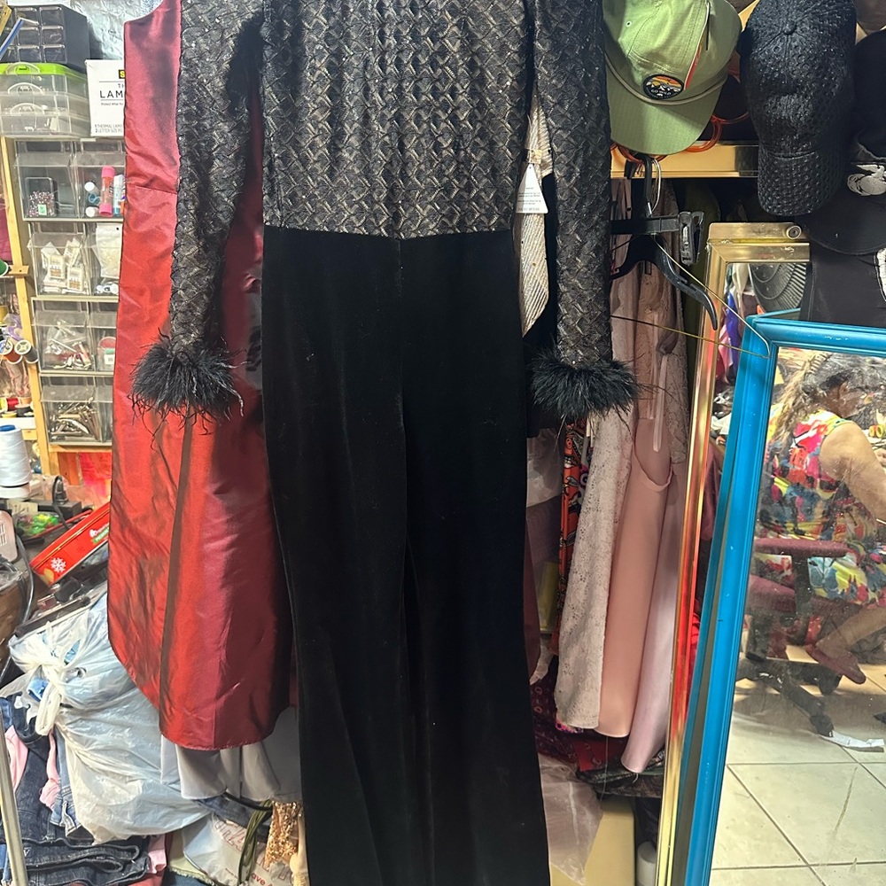 NADINE MERABI Black Jumpsuit with Wide-Leg Silhouette